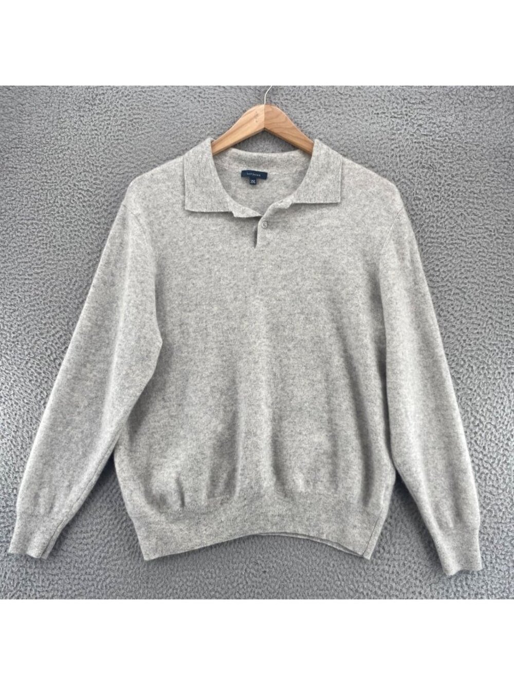 Turtleson Sweater Womens 2XL Gray Cashmere Collared Button Brushed Knit Stretch